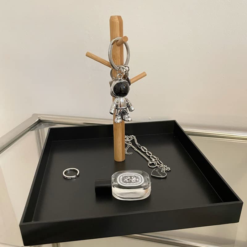 Shinpuru Key Tray & Key Bowl, Jewelry Tray with Wood 3-Tier Hanging Organizer - Multi-Functional Entryway Tray, Perfect for Key Bowl, Ring Holder, Jewelry Dish Organize (Black Square) - color: Black Square