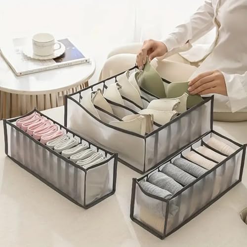 7-Grid Socks Organizer - Multifunctional Drawer Storage Solution for Home, Bedroom, Dorm, Storage Box, Sorter, Gray - color: Gray