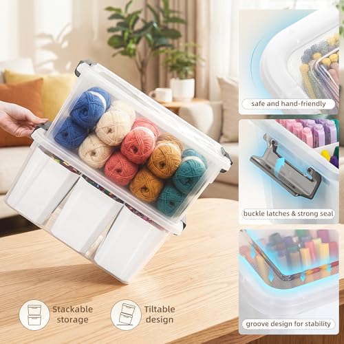 Citylife 17 QT Plastic Storage Bins Clear Storage Box with Lids Multipurpose Stackable Storage Containers for Organizing Tool, Craft, Crayon - size: 1 Pack-17 QT
