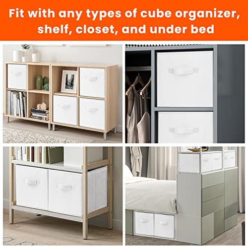 Criusia Storage Cubes - 13 Inch Heavy Duty Fabric Storage Bins for Shelves Closet Cube Organizer - 8 Pack Collapsible Cube Storage Bins Baskets for Clothes Blankets Toys - Nursery Organization (White) - color: White, size: Large -13 inches