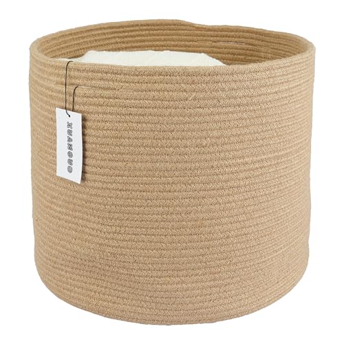 XUANGUO Jute Rope Basket For Girls Boys Kids 16”X14” Baby Laundry Baskets Nursery Bin Round Woven Basket Organizer For Storage Toys Blankets Shoes Clothes - color: jute