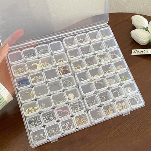 1set Detachable Compartment Jewelry Storage Box Jewelry Divided Into 28/56 Transparent Boxes Nail Art Storage Tools (56 grids,21 * 17 * 2.5cm) - color: 56 grids,21*17*2.5cm