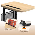 Fashion TV Tray Table with Large Tabletop, Adjustable Sofa Table with Storage Baskets, Strong Metal Frame, Tv Dinner Tray Table for TV Watching, Meals, Snacks (Square, Beige, 16.93inch x 12.6inch)