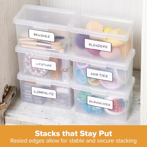 Bostitch Konnect Storage Containers with Lids, Office Organizer, Clear Plastic Box, Stackable for Index Cards, Labels, 1 Qt - size: Single