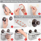 HASKO 2 Pack Shower Caddy Suction Cup with Hooks & Soap holder, Includes 2 Soap Savers, Shower Shelf, Bathroom Storage Organizer, Rustproof Shampoo Holder, Bronze - color: Bronze (2 Pack)