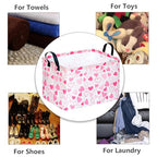 MAIZMZ Girls Gift Basket Heart Print Storage Cube for Women, Closet Shelf Organizer Bins Empty Gift Basket with Handles Nursery hamper Kids Toys Books Box Room Deco - color: Heart