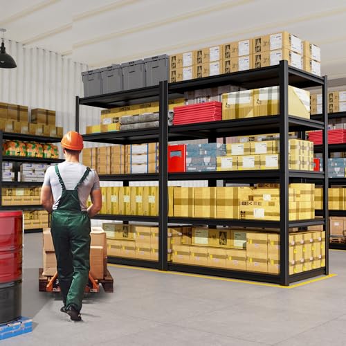 71" H Garage Shelving 5-Tier Heavy Duty Storage Shelves, Adjustable Metal Shelf Unit, Utility Organizer Rack for Basement, Pantry, Kitchen, Warehouse,15.7" Dx35.4 Wx71.2 H, Black - size: 5-tier-15.7"Dx35.4"Wx71.2"H