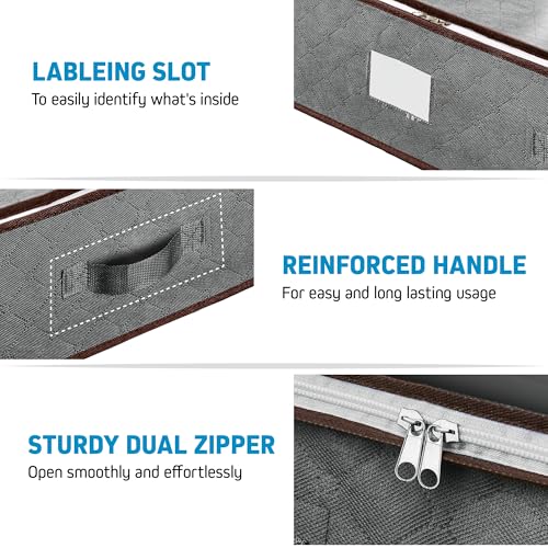 Under Bed Storage Bins - Pack Of 4 Under The Bed Storage Containers For Clothes, Blankets, Winter Clothing, & Shoes - Underbed Storage Containers With Handles, Dual Zippers, & Clear Top - size: 4 Pack
