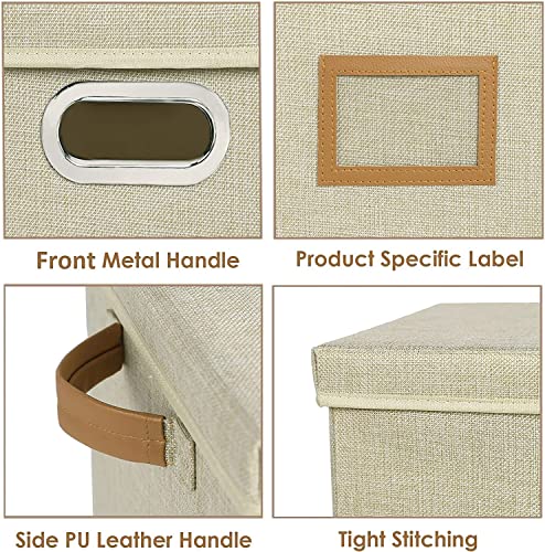 12-Inch Vinyl Record Storage Boxes with Lids and Handles, Stylish and Practical LP Record Organizer for 100+ Single Records, Suitable for Living Room, Study, Concert Hall or Office, 2-Pack(Beige) - color: Beige, size: 12 inch-2 Pack