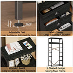 Furnulem Black Dresser with 5 Drawers, Vertical Storage Tower Fabric Dresser for Bedroom, Hallway, Entryway, Nursery, Closet Organizer, Nightstand Bedside Table Furniture, Sturdy Steel Frame, Wood Top - color: Black Oak, style: 5 Drawers