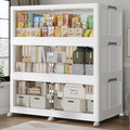 720QT Extra Large Stackable Storage Bins with Lid, 180Gal Plastic Closet Organizers and Storage Drawer, Collapsible Cabinet Box with Wheels Clear Doors for Home Kitchen Office, 3Pack White - size: 240QT, style: 3Pack