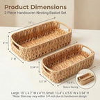 Toilet Paper Storage 2-Pack, Water Hyacinth Wicker Over the Tank Toilet Paper Holder & Narrow Bathroom Basket for Tissue Rolls, Countertops and Water Tank Covers