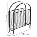MyGift Mid-Century Design Magazine Rack, Matte Black Tone Metal Mesh Freestanding Magazine Organizer Holder Sling - color: Black