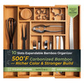 keechee Carbonized Bamboo Kitchen Drawer Organizer, 10 Slots Expandable Silverware Organizer, Utensil Holder & Cutlery Tray, 2.2" Deep for Extra Capacity, Non-Slip Feet Included - size: 10 Slots（Expandable）