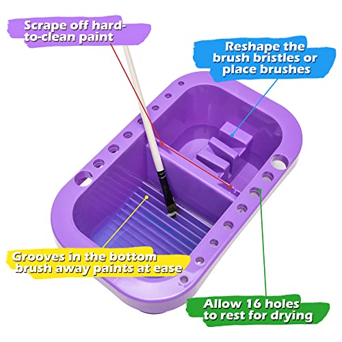 MyLifeUNIT Paint Brush Cleaner, Paint Brush Holder and Organizers with Palette for Acrylic, Watercolor, and Water-Based Paints (Purple) - color: Purple