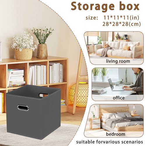 STOREONE Fabric Storage Bins Cubes Baskets Containers-(11X11X11) with Dual Handles for Shelf Closet, Nursery Home ， Bedroom Organizers, Foldable Set of 1 (grey) - color: Grey, size: 1 pack