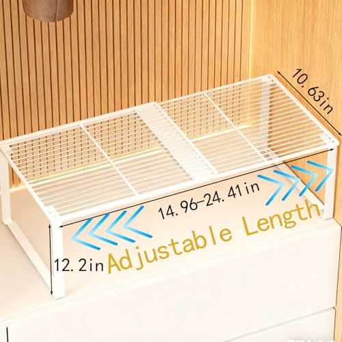 Expandable Closet Shelf Organizer, Wire Rack Closet Organizer，Stackable Storage Rack for Kitchen/Pantry/Bathroom/Shoe Cabinet，Space Saving Design（1 Pack）