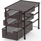Simple Houseware Stackable 3 Tier Sliding Basket Organizer Drawer, Bronze - color: Bronze, size: 3-Tier