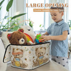 Custom Storage Basket with Name, Personalized Storage Bins with Zipper Lid, Foldable Fabric Storage Box Large capacity with Handle Flower Bee Bear - color: Option 20