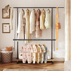 Hanging Closet Rod 31.89in, 6 Height Adjustable Closet Hanging Organizer, Heavy Duty Closet Extender Hanging Rod, Space Saving Clothes Hanging Bar Closet Poles for Hanging Clothes,Black