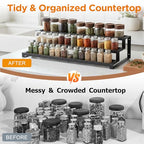 3-Tier Spice Rack Organizer for Kitchen Cabinet or Pantry, 16"-29" Expandable Spice Organization Shelf, Seasoning Organizer, Metal Display Shelf, Slip-Resistant Design for Jars and Bottles, Black - size: Small-Black- Fits 9.25" Deep Cabinet