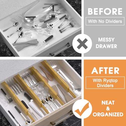 Bamboo Drawer Dividers,17-22" Adjustable Kitchen Drawer Organizer for Clothes,4 Pack Expandable Drawer Organization Separators for Bedroom,Bathroom,Dresser and Office,Natural - color: Bamboo, size: 17-22 IN