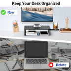 Zimilar 2 Pack Monitor Stand , 3 Height Adjustable Stand with Unique Star Mesh for Computer, Laptop, Printer, Notebook, iMac, Premium Metal Monitor Risers for 2 Monitors