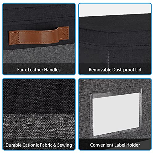 GhvyenntteS Extra Large Storage Bins with Lids, Foldable Fabric Storage Boxes with Lids and Handles, Storage Baskets with Lid and Label for Home Office (3 Pack, Grey&Black, 15.75" x 11.8" x 10.2") - color: Grey with Black, size: Extra Large-3 Pack
