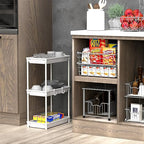 SimpleHouseware Standard 3-Tier Slim Rolling Storage Cart, White - color: White