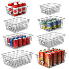 8 Set, Extra Large Wire Baskets for Organizing with Lables, Cabinet Pantry Organization and Storage Bins - Metal Basket for Kitchen, Laundry, Garage, Fridge, Bathroom Countertop Organizer, Black - size: Large-8 Pack