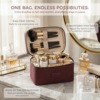 Makeup Bag Vanity Case for Women – Portable Cosmetic Bag Makeup Bag Organizer Travel Toiletry Bag with Removable Divider - color: Burgundy