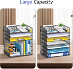 2 Pack 7 Tier Paper Organizer - Mesh Desktop File Holder with Handles for Office School Desk, Black - color: 2Pack Black