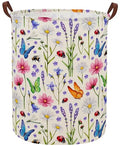 ESSME Kids Laundry Basket,Flower Hamper Collapsible Canvas Waterproof Storage Bin for Form, Nursery Hamper,Gift Baskets,toy bins(Flower cluster) - color: Flower cluster