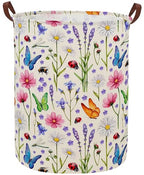 ESSME Kids Laundry Basket,Flower Hamper Collapsible Canvas Waterproof Storage Bin for Form, Nursery Hamper,Gift Baskets,toy bins(Flower cluster) - color: Flower cluster