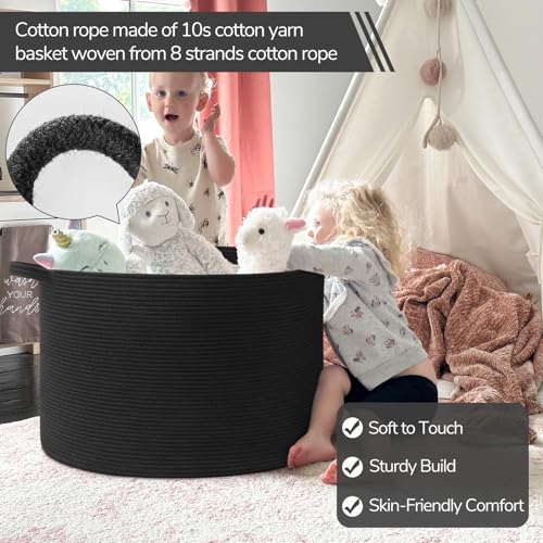 INDRESSME 115L Extra Large Black Blanket Basket, Dog Toy Bin Shoe Baskets Toy Box Organizer for Kids Decorative Laundry Basket for Home & Living Room, Black - color: Black, size: 23.6"D x 15.7"H