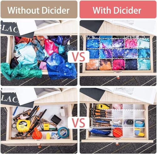 18Pcs Drawer Dividers, Adjustable Drawer Organizer for Socks, Underwear, Makeup, Can Help Tidy Kitchen, Bedroom, Dresser Black - color: Black, size: 18Pcs