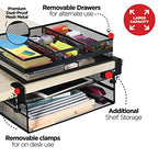 Homeify Under Desk Drawer Organizer Clamp-On, Mesh Metal Drawer Attachment, 2 Drawer Slide Out, On Or Under Desk Organizer For Office Supplies & Home Essentials (2 Drawers) - size: 2 Drawers