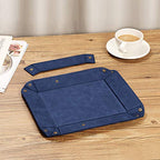 SITHON Valet Tray Desktop Storage Organizer, Removable 2 Compartments Catchall Tray Bedside Vanity Nightstand Caddy Holder Desk Storage Plate, Dark Blue - color: Dark Blue