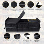 HEYTRIP Large Trunk Organizer With Built-in Leakproof Cooler Bag, 2 Tie-Down Straps, 4 Removable Dividers, Foldable Cover, Built with 2mm PE Board - color: Black