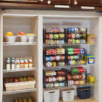 3 Tier Stackable Can Rack Organizer for Pantry, Adjustable Can Holder for Various Ounce of Canned Food Soup Goods Soda Drink, Rolling Tiered Can Dispenser for Kitchen Cupboard Cabinet, 2 Pack - style: 3-Tier 2-Pack