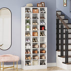 Tribesigns 10-Tier Shoe Storage Cabinet, White Wooden Shoe Rack with 30 Cubbies, Freestanding Tall Entryway Shoe Organizer for Closet, Entryway, Living Room - color: White