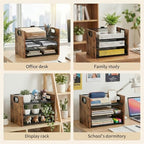 Desk Organizer - 3 Tier Wood & Metal Mesh Desktop Organizer for Office, Home, School, Workspace, Office Desk Organzier for Papers, Mail, Notebooks, Stationery - size: 3 Tier