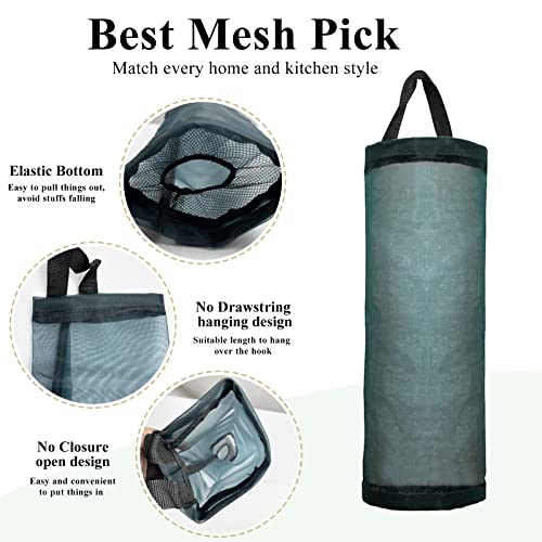 TOGETRUE Plastic Bag Holder, Mesh Grocery Bag Holder Hanging Storage Bag Dispenser (Dark Green 2 Packs) - color: Dark Green 2 Packs
