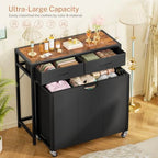 Laundry Sorter, Rolling Laundry Hamper with 3 Section Pull-Out Bags, Laundry Basket Organizer with 2 Drawers & 2-Tone Top Panel, Laundry Hamper with Wheels for Laundry Room Organization, Bathroom - size: 120 L with 3 Section