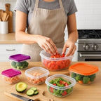 ARSUK 14PCS Nesting Plastic Food Storage Container Set with Airtight Leakproof Lids (7 Lids & 7 Containers) - Space Saving, BPA-Free Stackable Kitchen Storage - Freezer Safe & Microwavable - color: 7 PCS