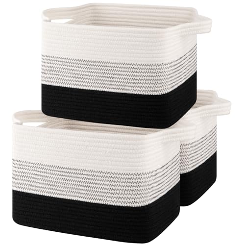 OIASKET Storage Baskets for Organizing, Woven Baskets for Shelves, Rectangle Decorative Organizer for Storage Clothes, Toy, Books, Towels Nursery Bins 3 Pack (Gradient Black, 13"x9.85"x8.7") - color: Gradient Black, size: 13"x9.85"x8.7"