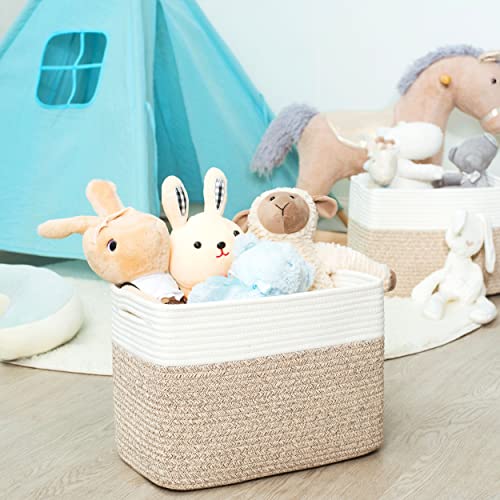 MINTWOOD Design Storage Basket for Shelves, Decorative Baskets for Organizing, Book Basket, Storage Cube Bin Box, Woven Closet Organizer, Pantry Closet and Shoe Basket, Light Brown - color: Oatmeal Brown