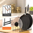 HzTinT 3 Pack Pot Lid Organizer for Cabinet, Stainless Steel Pot Lid Rack with Anti-slip Pad, Lid Holder for Pans Pots, Bakeware, Plates, Cookie Sheets, Trays, Dish, Cutting Boards, Classic Black - color: Black