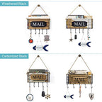 SRIWATANA Rustic Mail Key Holder, Mail Organizer Wall Mount with 5 Hooks Large, Black - color: Black, size: Large