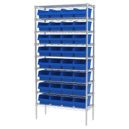 Akro-Mils 30080 ShelfMax Plastic Nesting Shelf Bin Box, 12-Inch L by 8-Inch W by 6-Inch H, Blue, Case of 8 - color: Blue